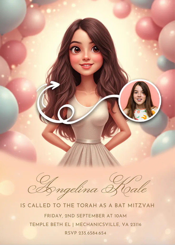 Pearls, pastels & party time - bar & bat mitzvah invitation